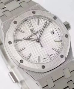 Alternative view of Audemars Piguet-Royal Oak Ladies 77350 34mm Stainless Steel/Steel White Dial ZF A5800 Automatic