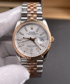 Rolex-Datejust 126231 36mm Jubilee Rose Gold/Steel White Textured Dial Stick Markers VSF DD3235 Automatic