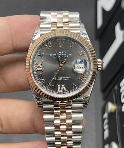 Rolex-Datejust 126231 36mm Jubilee Rose Gold/Steel Grey Dial Roman Markers EWF VR3235 Automatic (Copy)