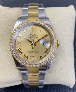 Rolex-Datejust 116243 36mm Oyster Diamonds Yellow Gold/Steel Gold Dial Roman Markers EWF VR3235 Automatic