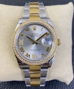 Rolex-Datejust 116243 36mm Oyster Diamonds Yellow Gold/Steel Grey Dial Roman Markers EWF VR3235 Automatic