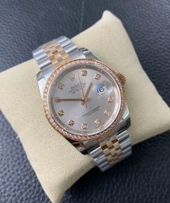 Alternative view of Rolex-Datejust 116201 36mm Jubilee Diamonds Rose Gold/Steel Silver Dial Diamond Markers EWF VR3235 Automatic