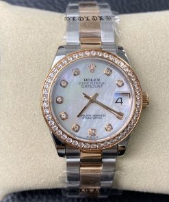 Rolex-Datejust 126281 36mm Diamonds Oyster Rose Gold/Steel Mother-Of-Pearl Dial Diamond Markers EWF VR3235 Automatic