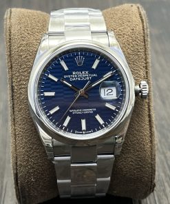 Rolex-Datejust 126200 36mm Oyster stainless Steel/Steel Blue Textured Dial Stick Markers VSF DD3235 Automatic
