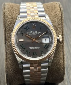 Rolex-Datejust 126233 36mm Jubilee Rose Gold/Steel Grey Wimbledon Dial Roman Markers VSF DD3235 Automatic