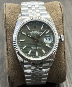 Rolex-Datejust 126234 36mm Jubilee stainless Steel/Steel Olive Green Palm Motif Dial Stick Markers VSF DD3235 Automatic