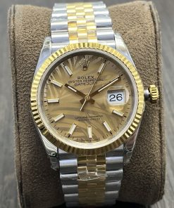 Rolex-Datejust 126233 36mm Jubilee Yellow Gold/Steel Gold Palm Motif Dial Stick Markers VSF DD3235 Automatic