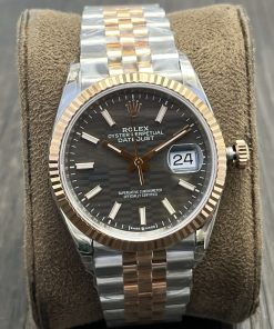 Rolex-Datejust 126331 36mm Jubilee Rose Gold/Steel Grey Textured Dial Stick Markers VSF DD3235 Automatic