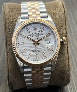 Rolex-Datejust 126231 36mm Jubilee Rose Gold/Steel Silver Palm Motif Dial Stick Markers VSF DD3235 Automatic