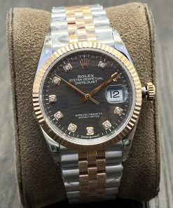 Rolex-Datejust 126231 36mm Jubilee Rose Gold/Steel Grey Textured Dial Diamond Markers VSF DD3235 Automatic