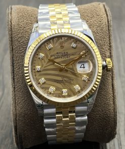 Rolex-Datejust 126233 36mm Jubilee Yellow Gold/Steel Gold Palm Motif Dial Diamond Markers VSF DD3235 Automatic