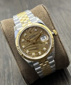 Alternative view of Rolex-Datejust 126233 36mm Jubilee Yellow Gold/Steel Gold Palm Motif Dial Diamond Markers VSF DD3235 Automatic