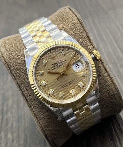 Alternative view of Rolex-Datejust 126233 36mm Jubilee Yellow Gold/Steel Gold Textured Dial Diamond Markers VSF DD3235 Automatic