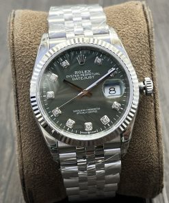 Rolex-Datejust 126234 36mm Jubilee Stainless Steel/Steel Green Palm Motif Dial Diamond Markers VSF DD3235 Automatic