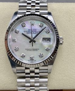 Rolex-Datejust 126234 36mm Jubilee Stainless Steel/Steel Mother-Of-Pearl Dial Diamonds Markers Clean DD3235 Automatic