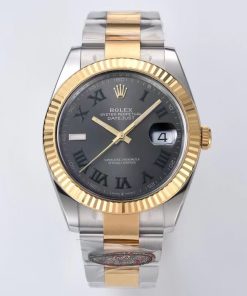 Rolex-Datejust 126333 41mm Oyster Yellow Gold/Steel Grey Wimbledon Dial Roman Markers Clean DD3235 Automatic