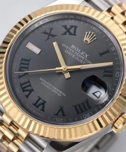Alternative view of Rolex-Datejust 126333 41mm Jubilee Yellow Gold/Steel Grey Wimbledon Dial Roman Markers Clean DD3235 Automatic