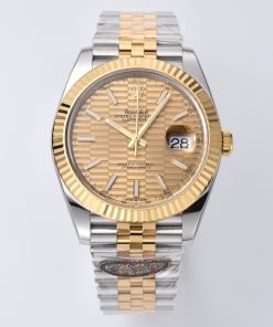 Rolex-Datejust 126333 41mm Jubilee Yellow Gold/Steel Champagne(Gold) Textured Dial Stick Markers Clean DD3235 Automatic