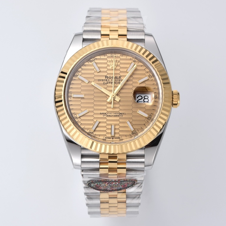 Rolex-Datejust 126333 41mm Jubilee Yellow Gold/Steel Champagne(Gold) Textured Dial Stick Markers Clean DD3235 Automatic