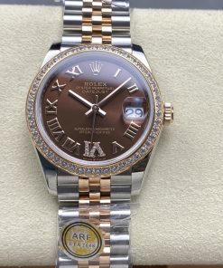 Rolex-Datejust 278381 Ladies 31mm Jubilee Diamonds Stainless Steel/Rose Gold Brown Chocolate Dial Roman Markers ARF ETA2688 Automatic