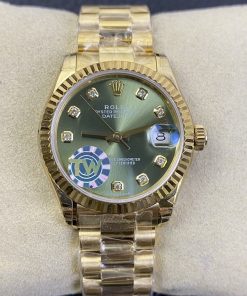 Rolex-Datejust 278278 Ladies 31mm Jubilee Yellow Gold/Yellow Gold Olive Green Dial Diamonds Markers TWF A2236 Automatic