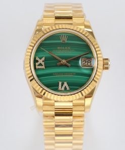 Rolex-Datejust 278278 Ladies 31mm Oyster Yellow Gold/Yellow Gold Malachite Dial Roman Diamonds Markers EWF A2236 Automatic