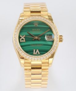 Rolex-Datejust 278288 Ladies 31mm Oyster Diamonds Yellow Gold/Yellow Gold Malachite Dial Roman Diamonds Markers EWF A2236 Automatic