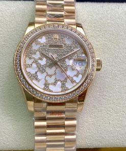 Rolex-Datejust 278285 Ladies 31mm Oyster Diamonds Rose Gold Butterfly Diamonds Dial WF A2236 Automatic