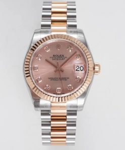 Rolex-Datejust 278271 Ladies 31mm Oyster Stainlesss Steel/Rose Gold Champagne(Pink) Dial Diamonds Markers GSF A2236 Automatic