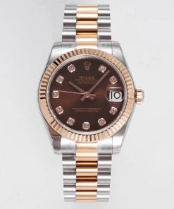 Rolex-Datejust 278271 Ladies 31mm Oyster Stainlesss Steel/Rose Gold Chocolate Brown Dial Diamonds Markers GSF A2236 Automatic