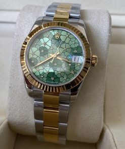 Rolex-Datejust 278273 Ladies 31mm Oyster Stainless Steel/Yellow Gold Olive Green Floral Dial A+F A2236 Automatic
