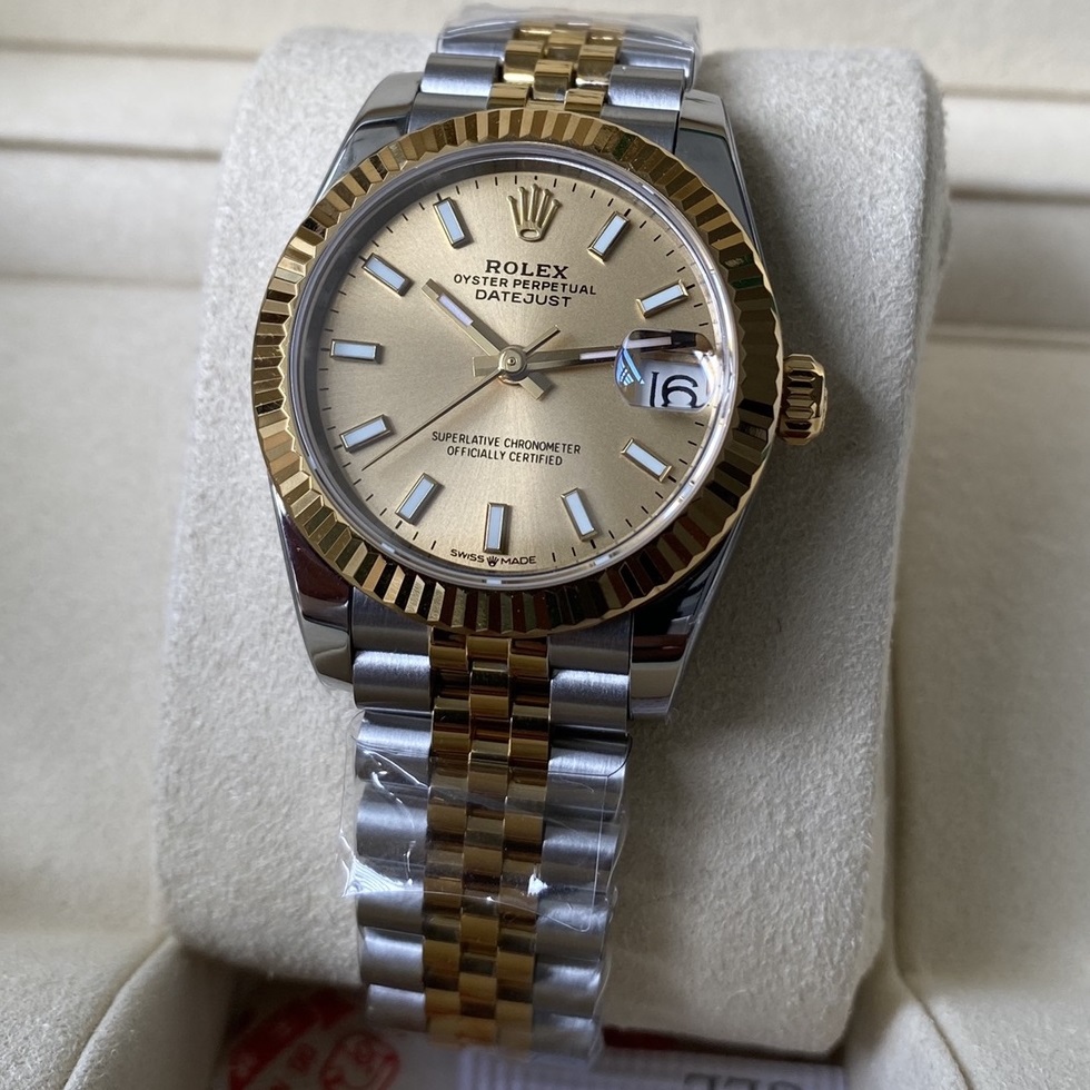 Rolex-Datejust 278273 Ladies 31mm Jubilee Stainless Steel/Yellow Gold Champagne(Gold) Dial Stick Markers A+F A2236 Automatic