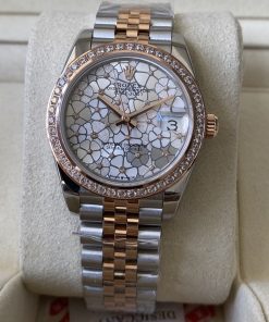 Rolex-Datejust 278381 Ladies 31mm Jubilee Diamonds Stainless Steel/Rose Gold Silver Floral Dial A+F A2236 Automatic
