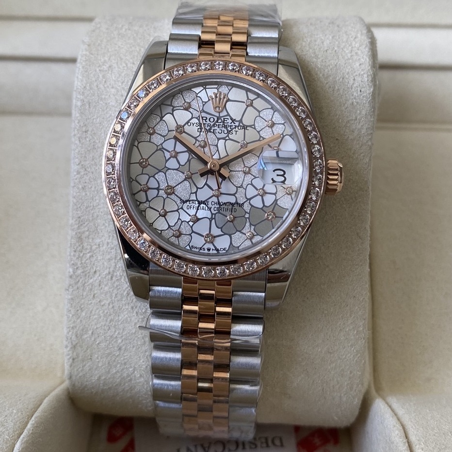 Rolex-Datejust 278381 Ladies 31mm Jubilee Diamonds Stainless Steel/Rose Gold Silver Floral Dial A+F A2236 Automatic