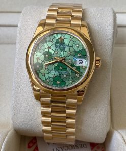 Rolex-Datejust 278248 Ladies 31mm Oyster Yellow Gold Olive Green Floral Dial A+F A2236 Automatic