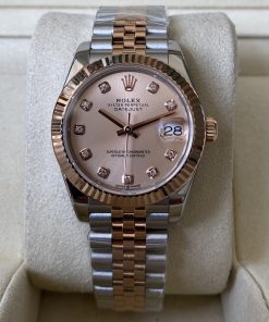 Rolex-Datejust 278271 Ladies 31mm Jubilee Stainless Steel/Rose Gold Sundust(Pink) Dial Diamonds Markers A+F A2236 Automatic