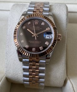 Rolex-Datejust 278271 Ladies 31mm Jubilee Stainless Steel/Rose Gold Chocolate Brown Dial Diamonds Markers A+F A2236 Automatic