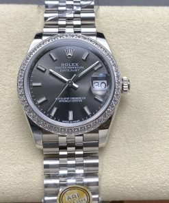 Rolex-Datejust 278384 Ladies 31mm Diamonds Jubilee Stainless Steel/Steel Dark Grey Dial Stick Markers ARF A2236 Automatic