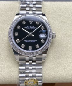 Rolex-Datejust 278384 Ladies 31mm Diamonds Jubilee Stainless Steel/Steel Black Dial Diamonds Markers ARF A2236 Automatic