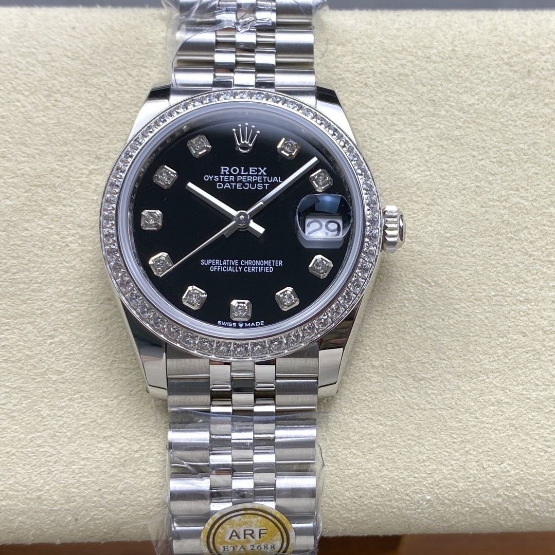 Rolex-Datejust 278384 Ladies 31mm Diamonds Jubilee Stainless Steel/Steel Black Dial Diamonds Markers ARF A2236 Automatic
