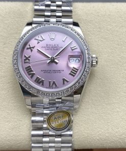 Rolex-Datejust 278384 Ladies 31mm Jubilee Diamonds Stainless Steel/Steel Sundust Pink Dial Roman Markers ARF A2236 Automatic