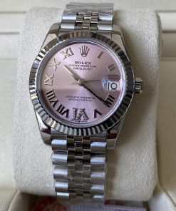 Rolex-Datejust 278274 Ladies 31mm Jubilee Stainless Steel/Steel Sundust Pink Dial Roman Markers A+F A2236 Automatic