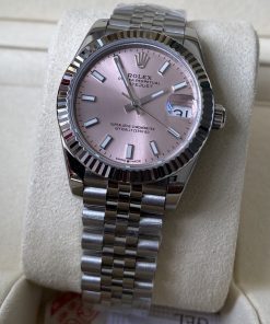 Rolex-Datejust 278274 Ladies 31mm Jubilee Stainless Steel/Steel Sundust Pink Dial Stick Markers A+F A2236 Automatic