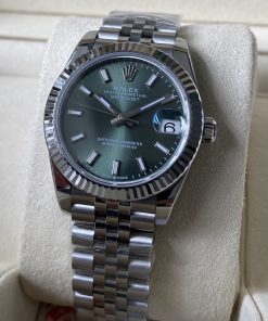 Rolex-Datejust 278274 Ladies 31mm Jubilee Stainless Steel/Steel Mint Green Dial Stick Markers A+F A2236 Automatic