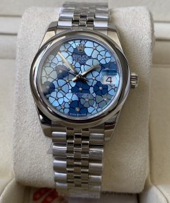 Rolex-Datejust 278240 Ladies 31mm Jubilee Stainless Steel/Steel Blue Floral Motif Dial A+F A2236 Automatic