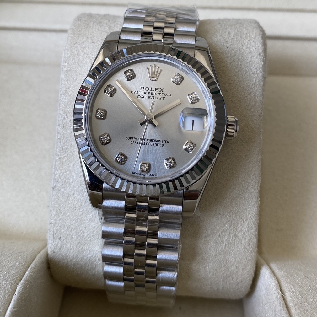 Rolex-Datejust 278274 Ladies 31mm Jubilee Stainless Steel/Steel Silver Dial Diamonds Markers A+F A2236 Automatic
