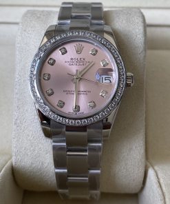 Rolex-Datejust 278384 Ladies 31mm Osyter Diamond Stainless Steel/Steel Sundust Pink Dial Diamonds Markers A+F A2236 Automatic