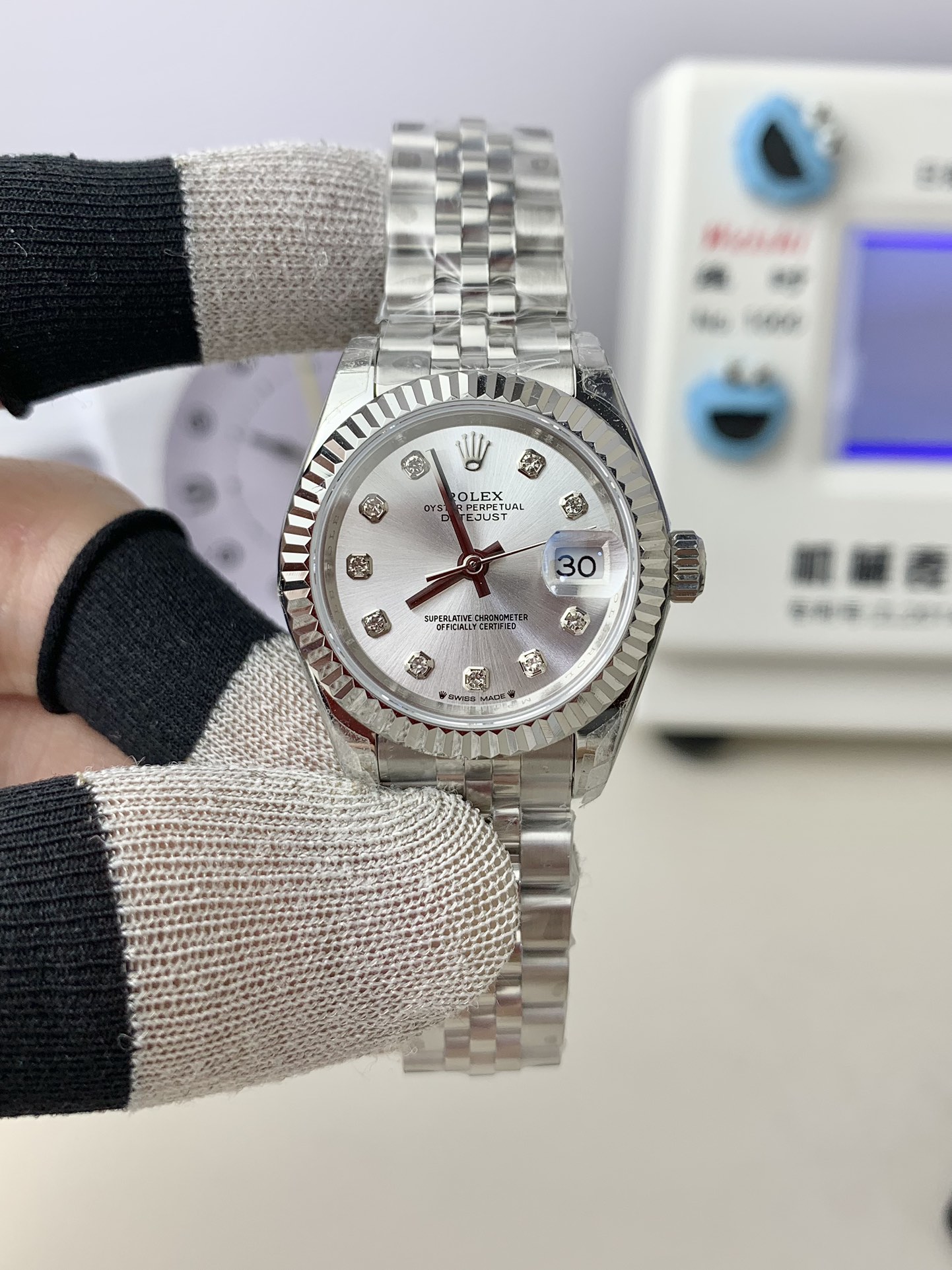 Alternative view of Rolex-Datejust 279174 Ladies 28mm Jubilee Stainless Steel/Steel Silver Dial Diamonds Markers GSF A2236 Automatic