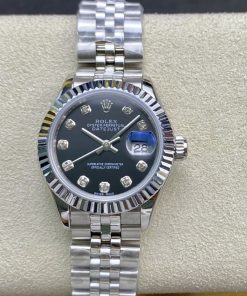 Rolex-Datejust 279174 Ladies 28mm Jubilee Stainless Steel/Steel Black Dial Diamonds Markers GSF A2236 Automatic