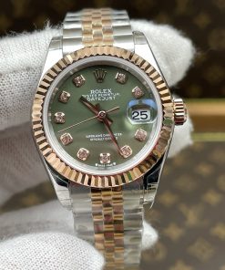 Rolex-Datejust 279171 Ladies 28mm Jubilee Stainless Steel/Rose Gold Olive Green Dial Diamonds Markers GSF A2236 Automatic